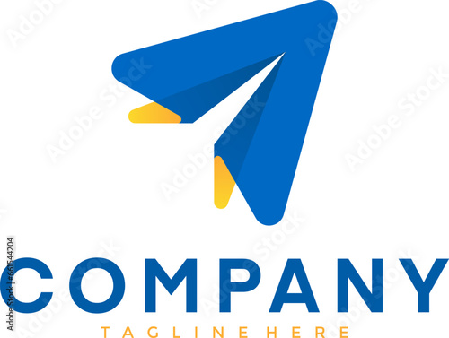 plane paper modern logo design vector