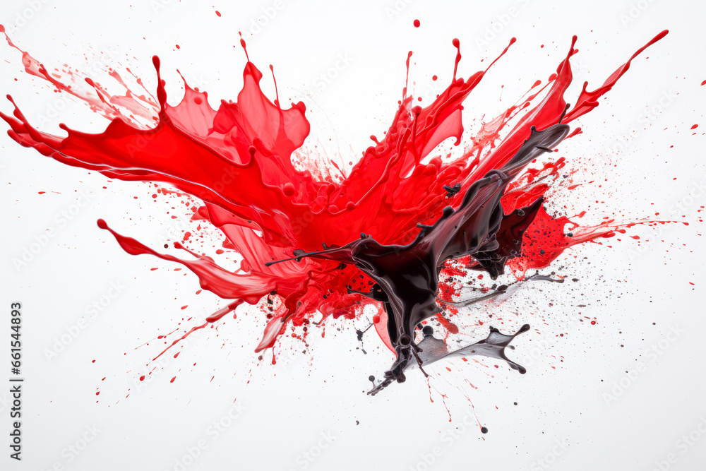 Red and black paint splashes isolated on white background. Red and black paint splashes isolated on white background.