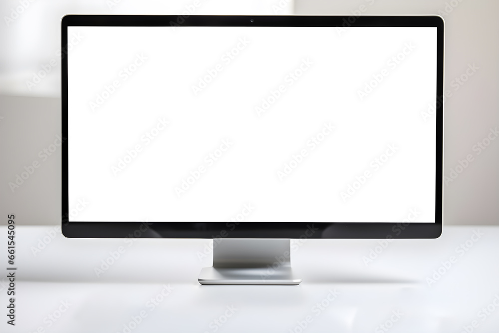 Computer with blank screen isolated on white background. 3d rendering. Computer with blank screen isolated on white background. 3d rendering.