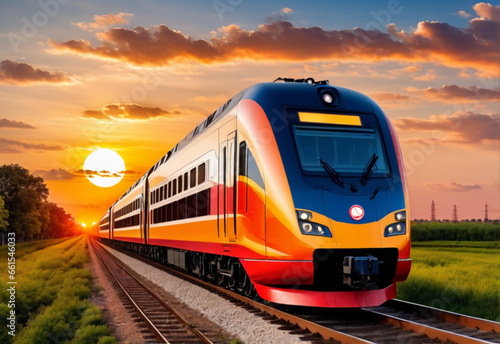 train at sunset