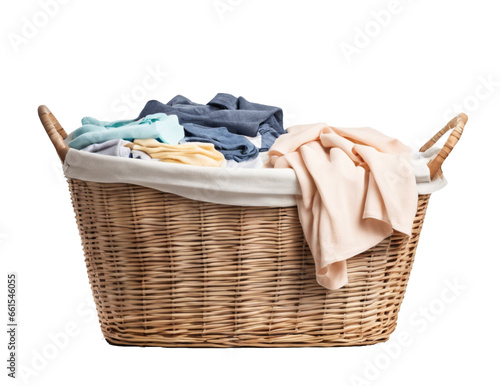 wicker laundry basket isolated on a transparent background