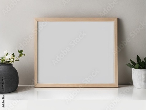 room with a picture frame interior mockup