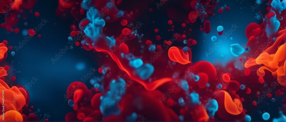 abstract background with blue, orange and red ink in water abstract background with blue, orange and red ink in water