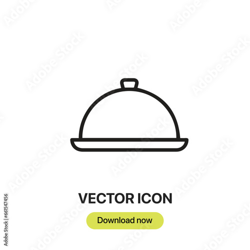 Food Tray icon vector. Linear-style sign for mobile concept and web design. Food Tray symbol illustration. Pixel vector graphics - Vector.