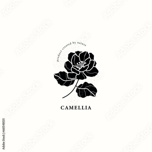 Flat vector camellia flower illustration