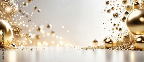abstract background with silver and gold particle. Christmas Golden light shine particles bokeh on white background