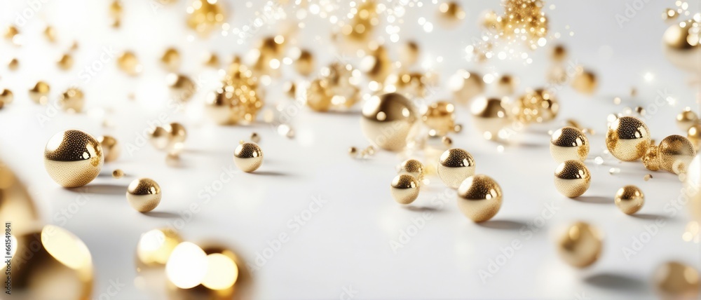 abstract background with silver and gold particle. Christmas Golden light shine particles bokeh on white background abstract background with silver and gold particle. Christmas Golden light shine particles bokeh on white background