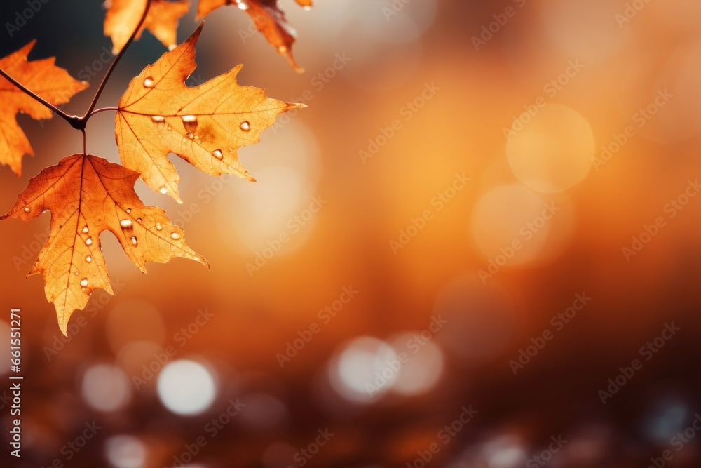 fall leaves in the forest by sunlight