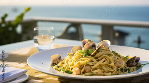 Delicious italian Linguine alle Vongole Generative AI
