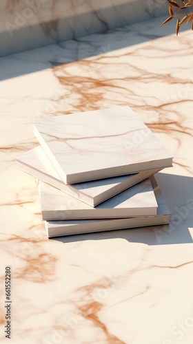 white and square notebook on a marble background