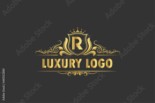 Brand luxury latter golden logo design 