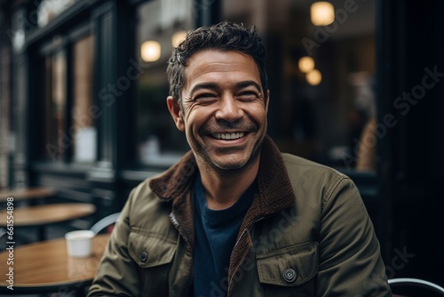 Cheerful young man looking at camera