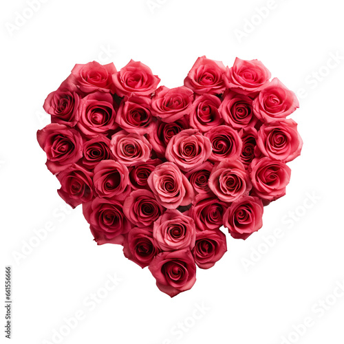 Bunch of red and pink colour of roses be arrange in heart shape an be isolated on white background. 