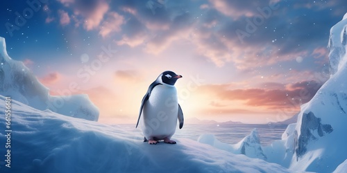  Snowy Serenade  Penguin s Winter Haven    Background Design   Generative AI Artwork