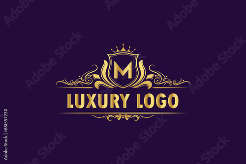 Brand luxury latter golden logo design