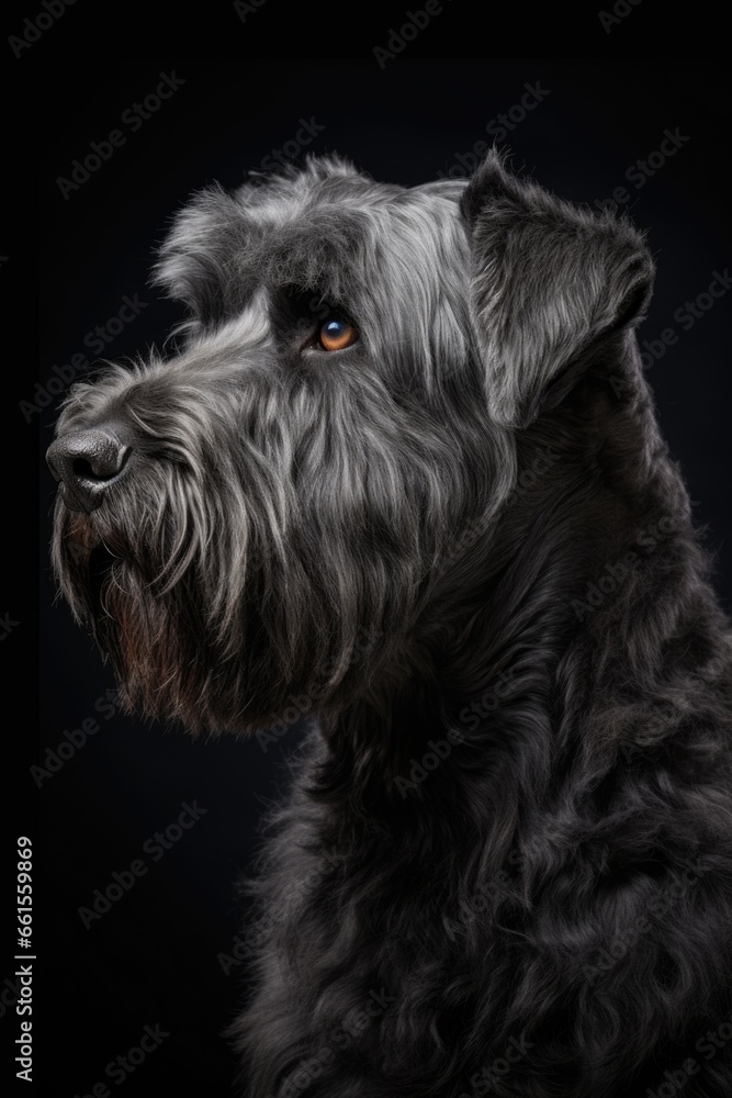 Black dog portrait of a Bouvier Des Flanders