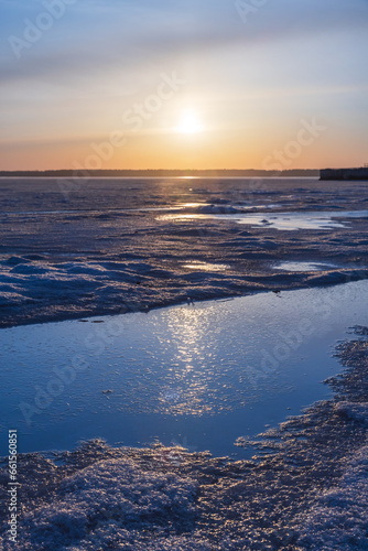Winter landscape with frozen Baltic Sea. Natural photo