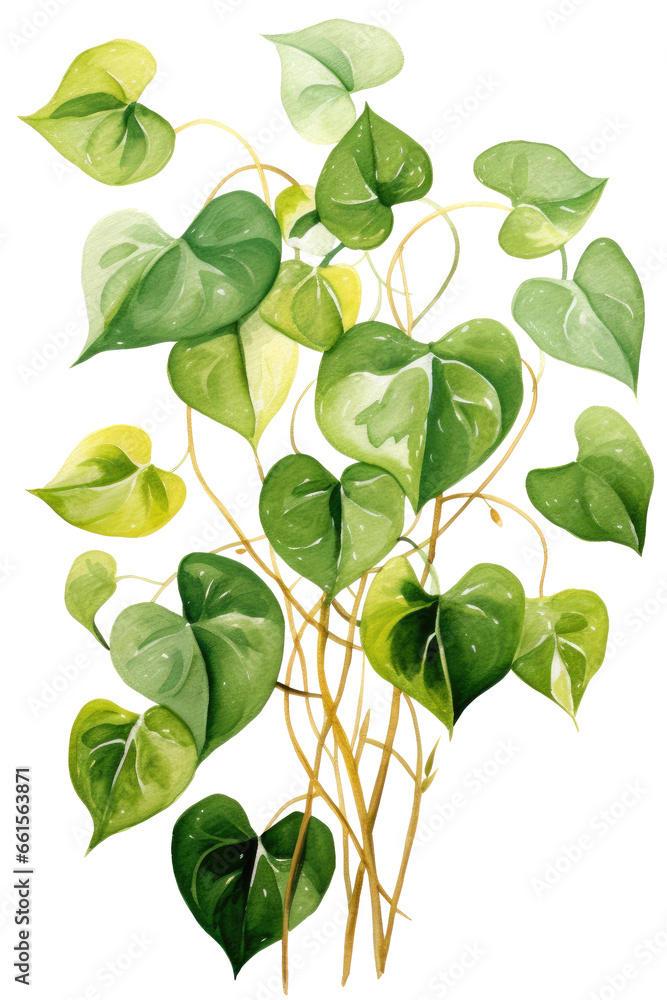 Pothos leaves, transparent background (PNG)