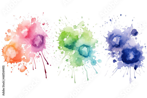 Four Captivating Watercolor Splatters on isolated background