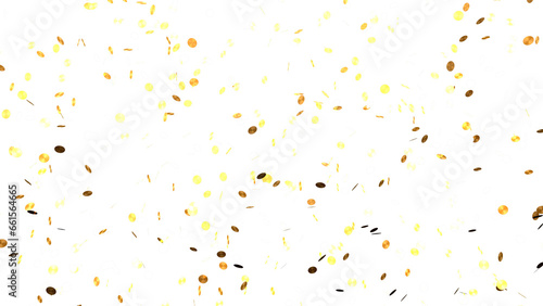 Gold shiny holiday confetti isolated on transparent background png. 3D render. Holidays concept. Element for holiday design.