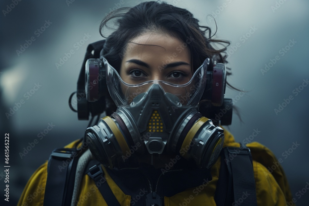 person in gas mask, Generative AI