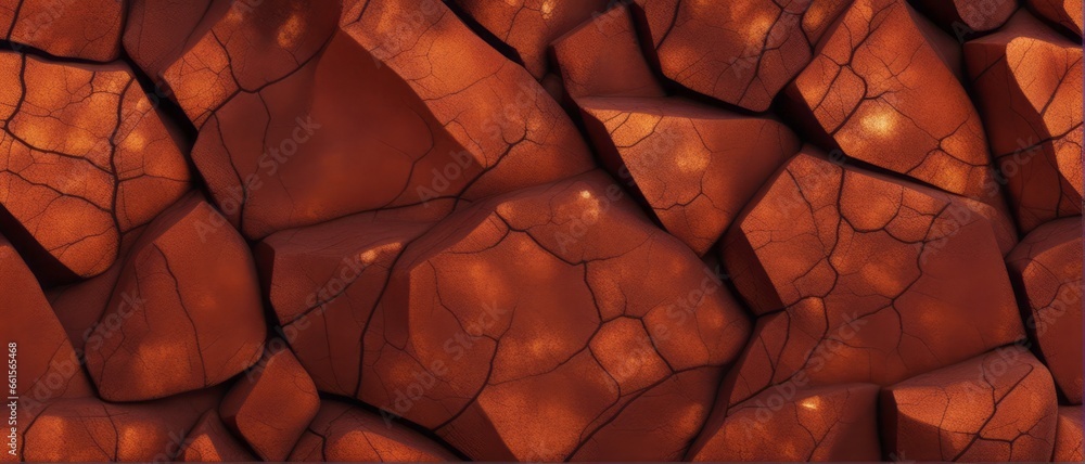 Dark red orange brown rock texture with cracks. Close-up. Rough ...