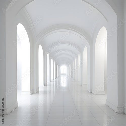 Abstract 3d white architecture interior for design  modern  contemporary  indoor and outdoor  curved wall  blue architecture  with sunny day