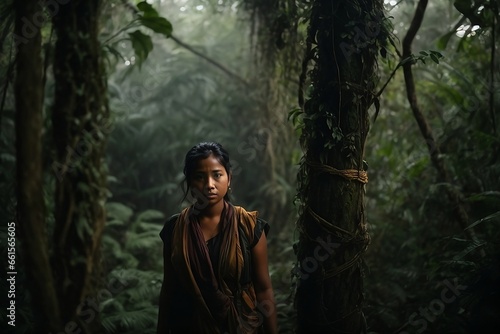 Asian girl in jungle