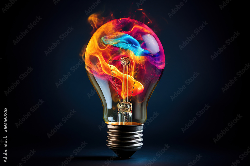 Colorful creative idea splash from lightbulb Colorful creative idea splash from lightbulb