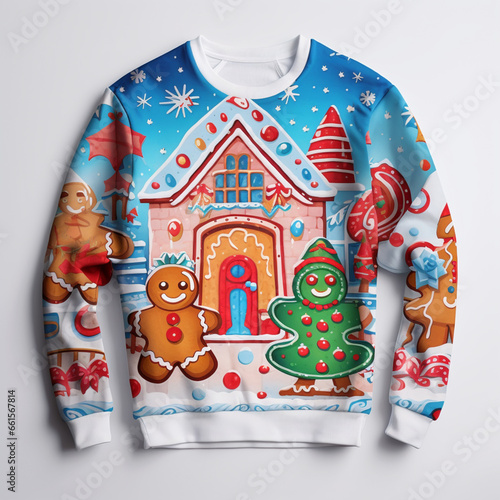 ugly christmas sweater with gingerbread ornament,party costume, photo