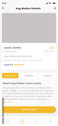 Dog Walking, Cat Sitting, Pet Walker, Home Dog Boarding and Care, Animal Sitter App UI Template