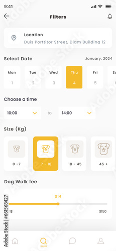 Dog Walking, Cat Sitting, Pet Walker, Home Dog Boarding and Care, Animal Sitter App UI Template
