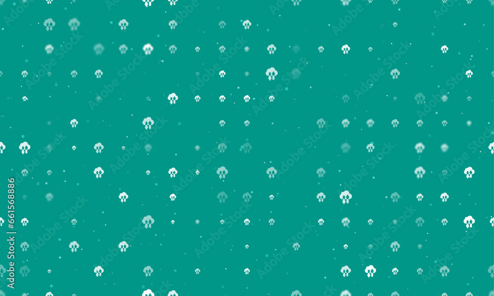 Seamless background pattern of evenly spaced white cloud technology symbols of different sizes and opacity. Vector illustration on teal background with stars Seamless background pattern of evenly spaced white cloud technology symbols of different sizes and opacity. Vector illustration on teal background with stars