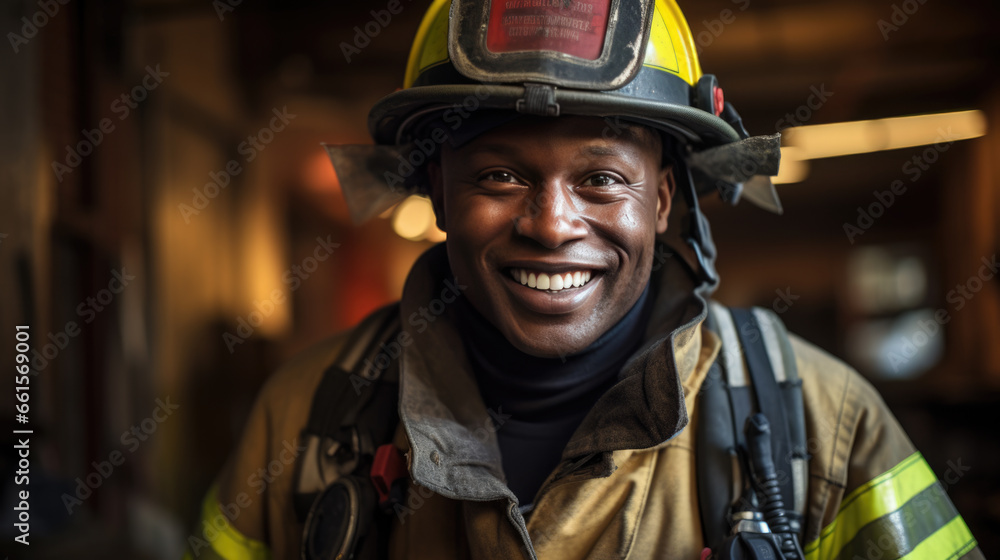 Firefighter portrait on duty. Firefighter portrait on duty.