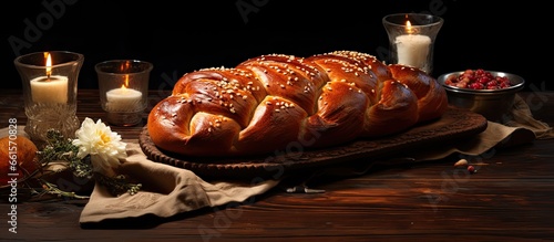 Eastern Orthodox church bread traditionally adorned on table during holidays