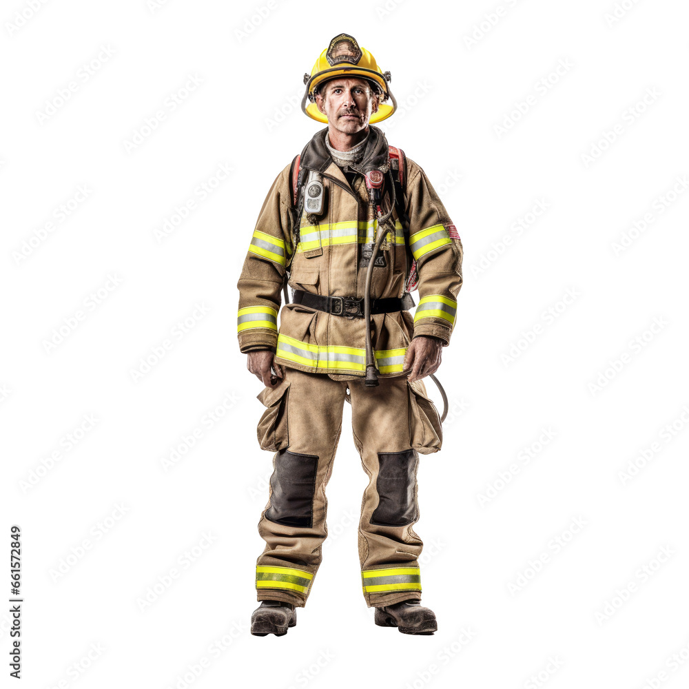 firefighter on isolated transparent background firefighter on isolated transparent background