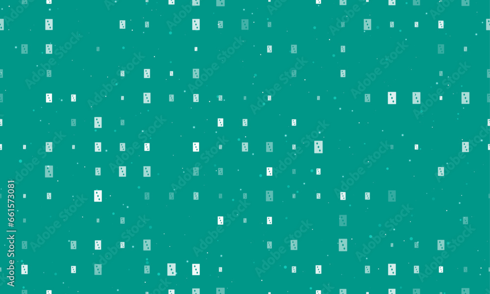 Seamless background pattern of evenly spaced white Three of diamonds playing cards of different sizes and opacity. Vector illustration on teal background with stars Seamless background pattern of evenly spaced white Three of diamonds playing cards of different sizes and opacity. Vector illustration on teal background with stars