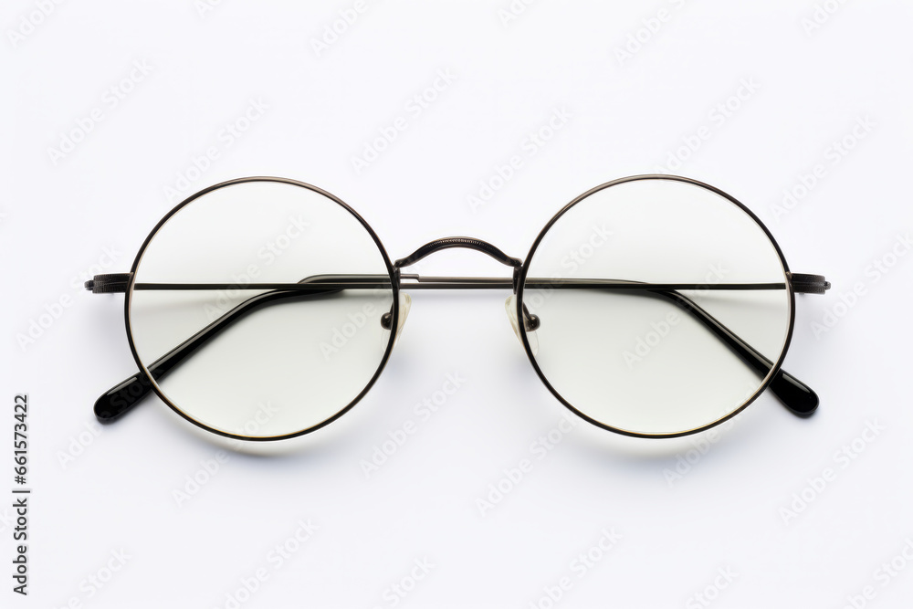 Pair of glasses with white background and black frame. Pair of glasses with white background and black frame.