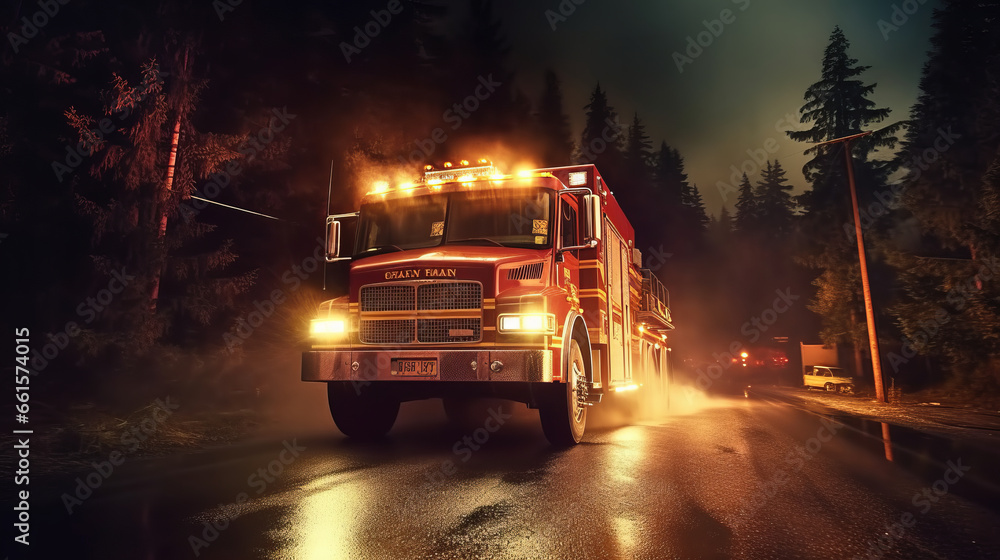 Fire truck rushing to scene of emergency ,