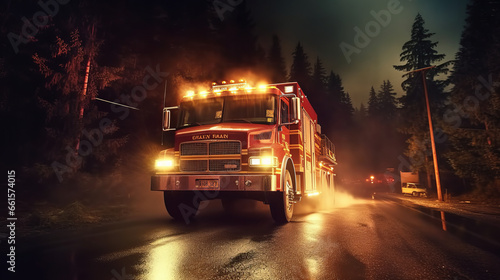 Fire truck rushing to scene of emergency  