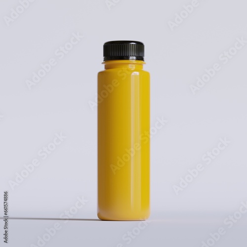 Orange  juice in bottle black cup realistic 3D rendering
