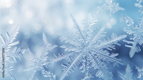 Photo of a stunning snowflake on a vibrant blue backdrop