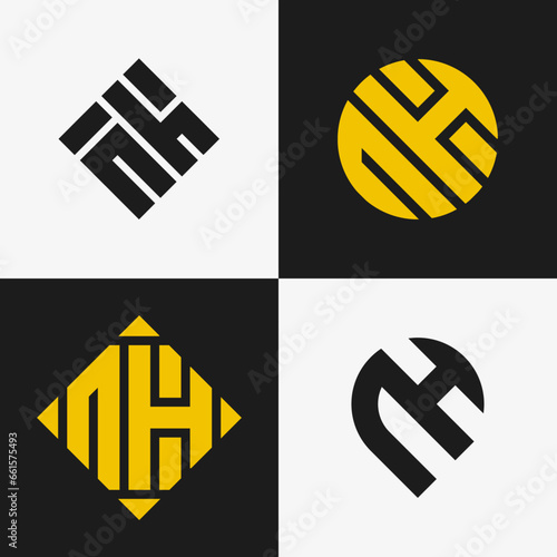NH initial letter monogram logos set. Vector logo template. photo