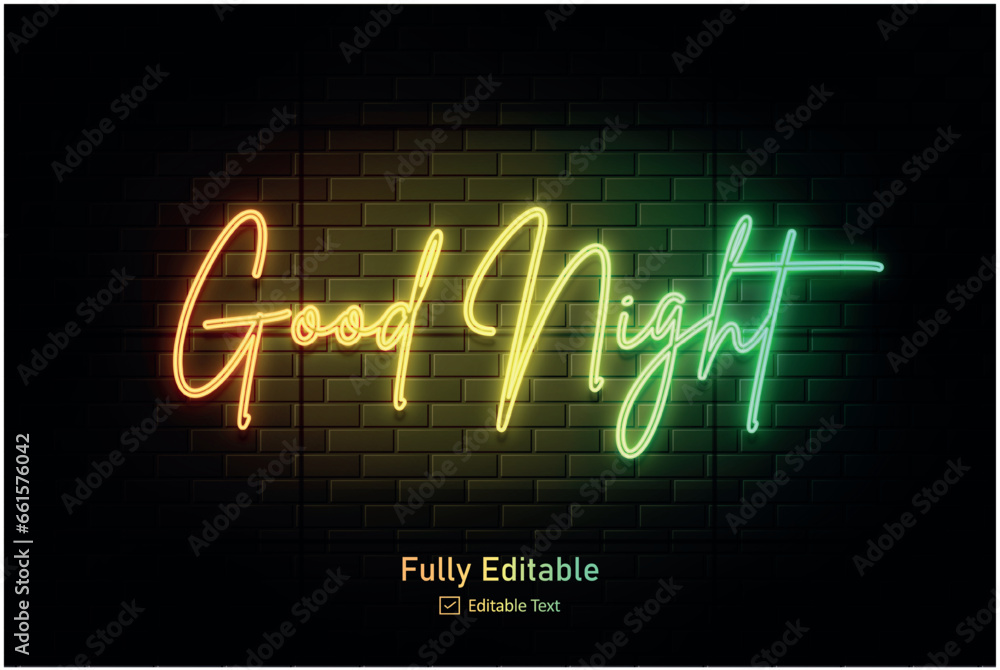 Vector neon effect logo for neon text effect and neon light night party editable text & font Vector neon effect logo for neon text effect and neon light night party editable text & font
