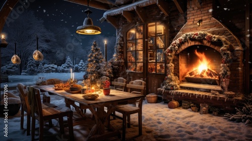 Winter barbecue bliss. Experience the warmth of a cozy cabin and the crackling of burning coals on a snowy evening