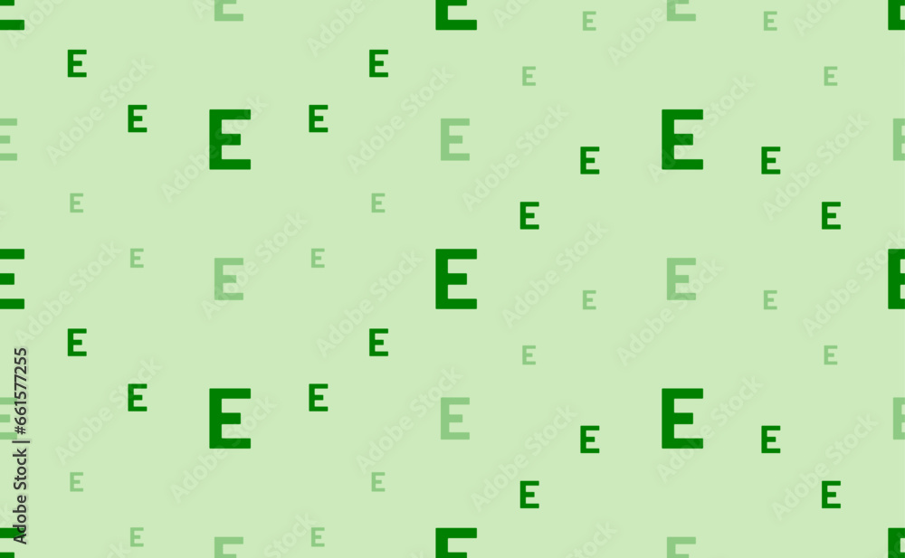 Seamless pattern of large and small green capital letter E symbols. The elements are arranged in a wavy. Vector illustration on light green background Seamless pattern of large and small green capital letter E symbols. The elements are arranged in a wavy. Vector illustration on light green background