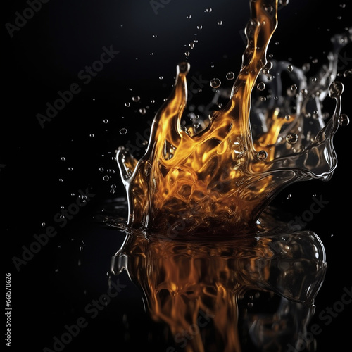 Beautiful fire on a dark background, unusual glow. photo