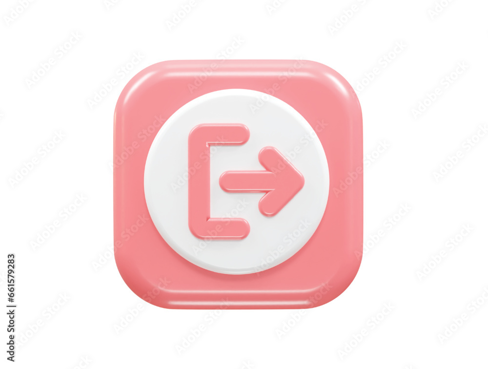 Exit icon logout 3d illustration rendering transparent Exit icon logout 3d illustration rendering transparent