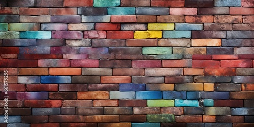 AI Generated. AI Generative. Bright color brick wall decoration texture background template. Graphic Art