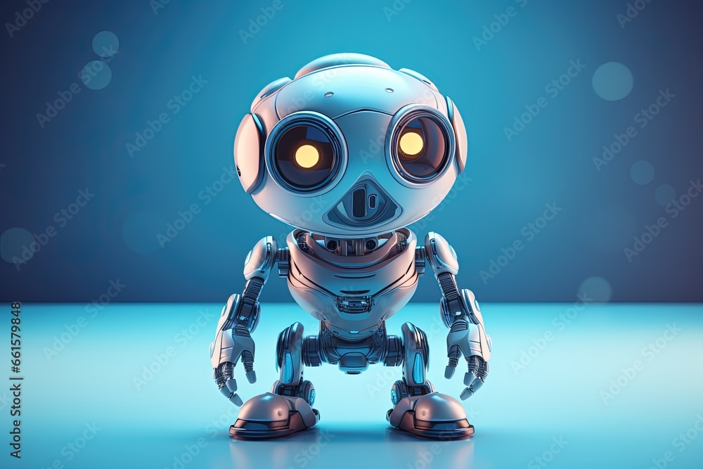 Cute little robot made of steel. AI technologies Cute little robot made of steel. AI technologies